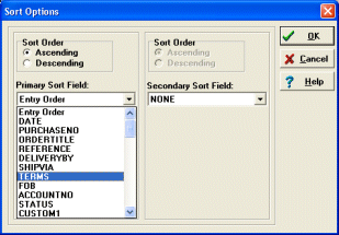 purchase order software sort records