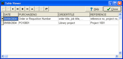 purchase order software table viewer