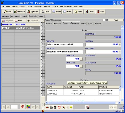 invoices database