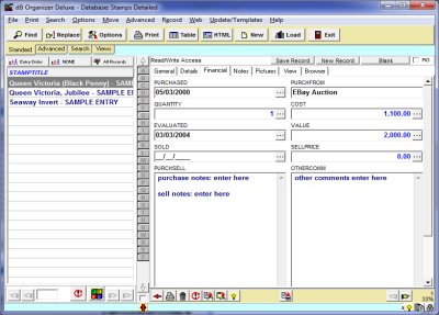 stamp software organize stamp records