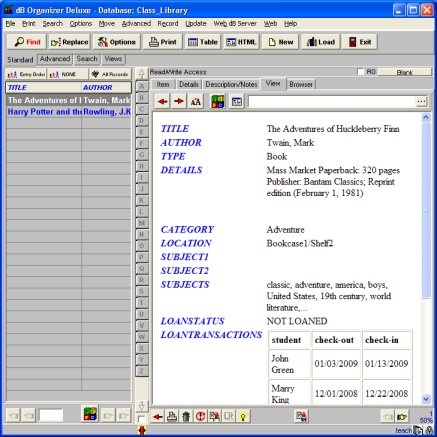 teacher database, browser viewer