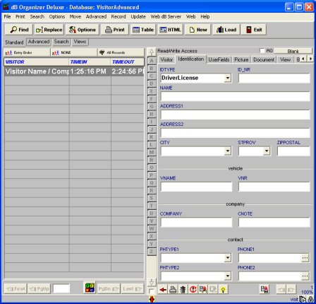 visitor manager detailed database template