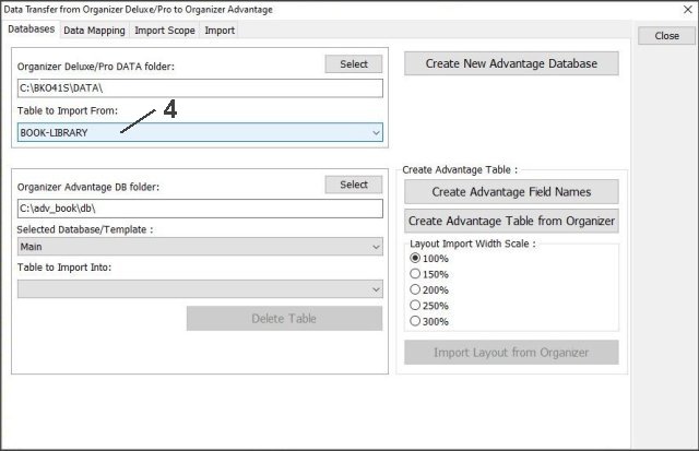 select table to transfer