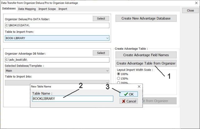 create new table in avdvantage