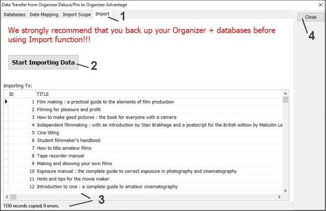 import data into advantage