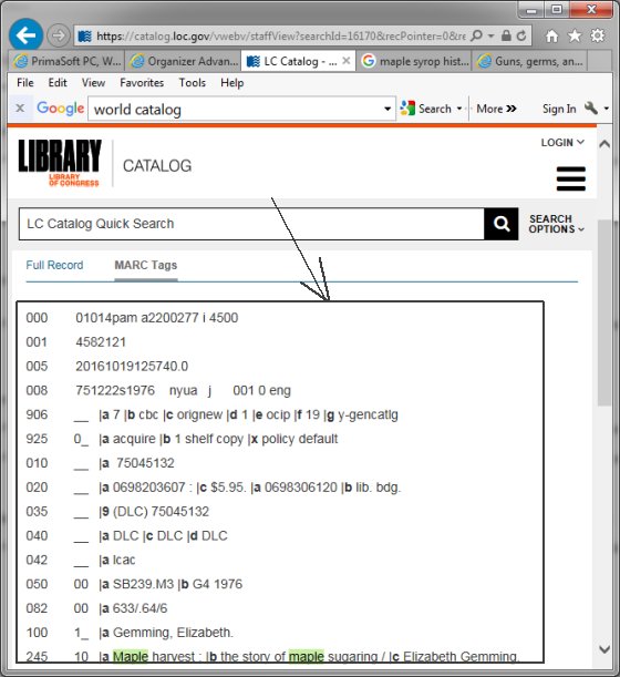 Paste From Clipboard, enter book data from web book search results, marc sample