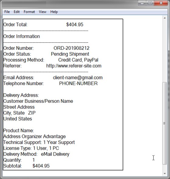 Paste From Clipboard, enter order data from email