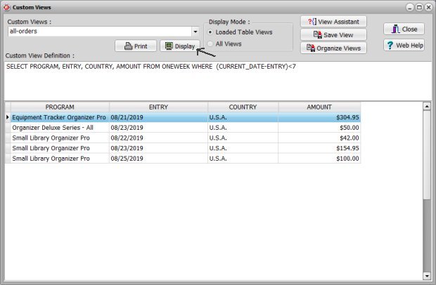 custom 
views, execute sql query