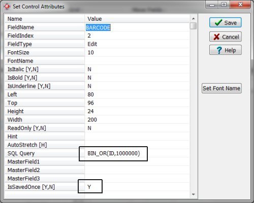 organizer, text and numeric as calculated fields, barcode sample