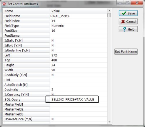 organizer, text and numeric as calculated fields, final price