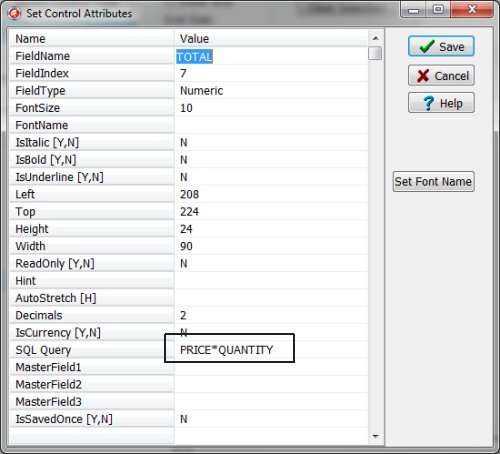 organizer, text and numeric as calculated fields, total value