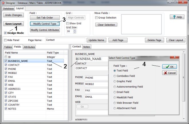 designer, layout panel, mofidy control type