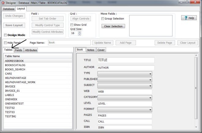 designer, layout, tables section