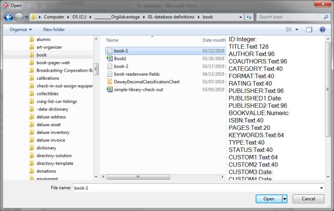 designer, create table, load from file, select file