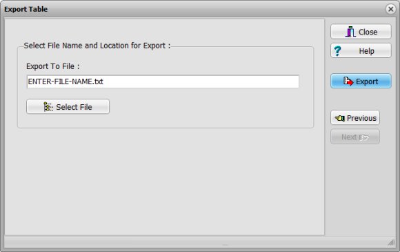 export sample, enter destination file name