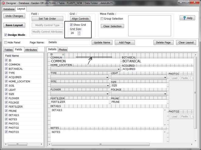 grid on, grid size, desing add edit form with new grid size