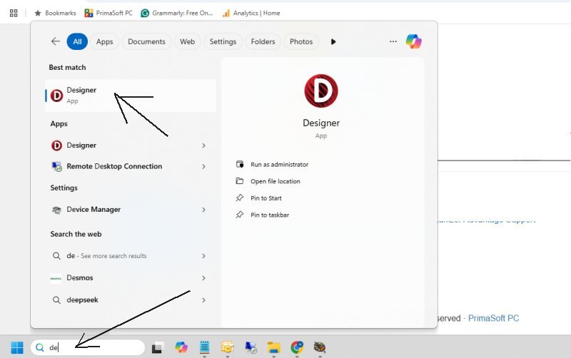 how to start Designer app