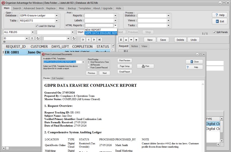 Visual walkthrough showing how to generate and print a one-click executive PDF compliance report.