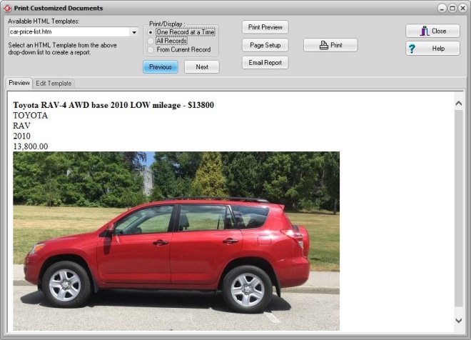 html report, car price catalog, step 10