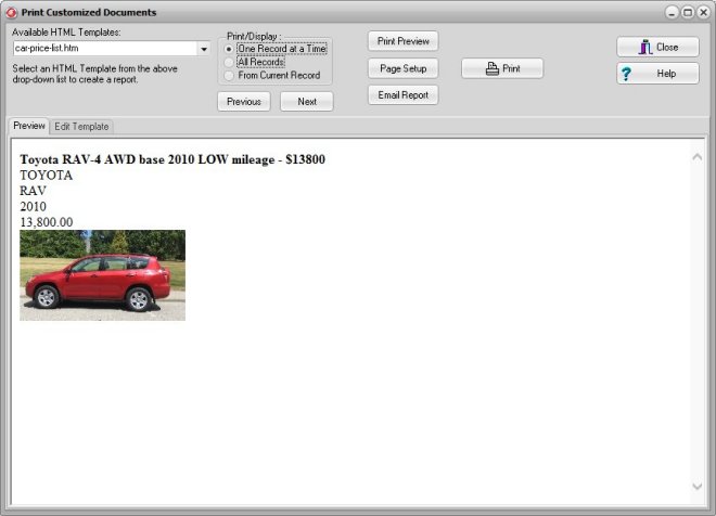 html report, car price catalog, step 11