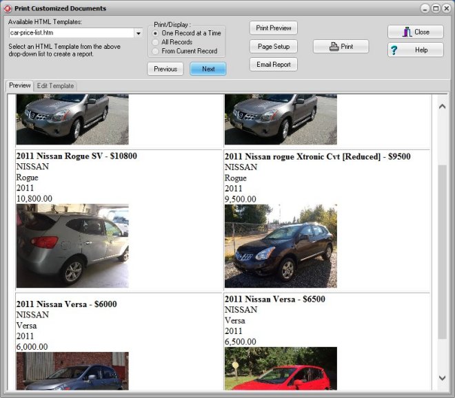 html report, car price catalog, step 17, result