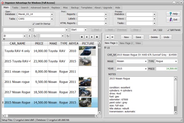 html report wizard, how to, html car listing report sample, car table structure