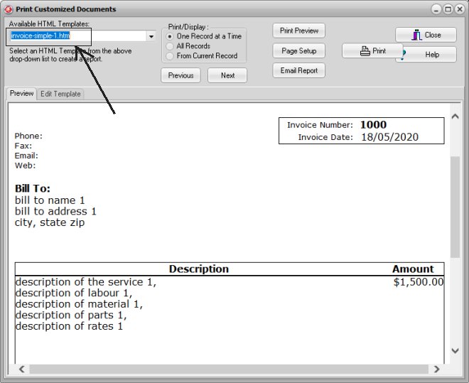 custom html document, custom documents drop down boxes