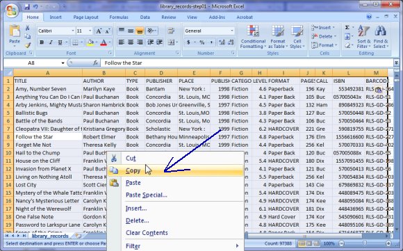 import sample, copy table