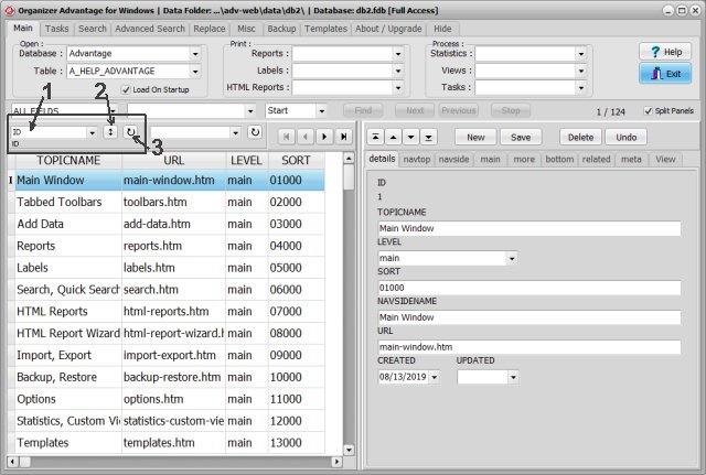 advantage, sort data