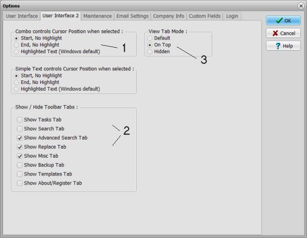 options, user interface 2, toolbars