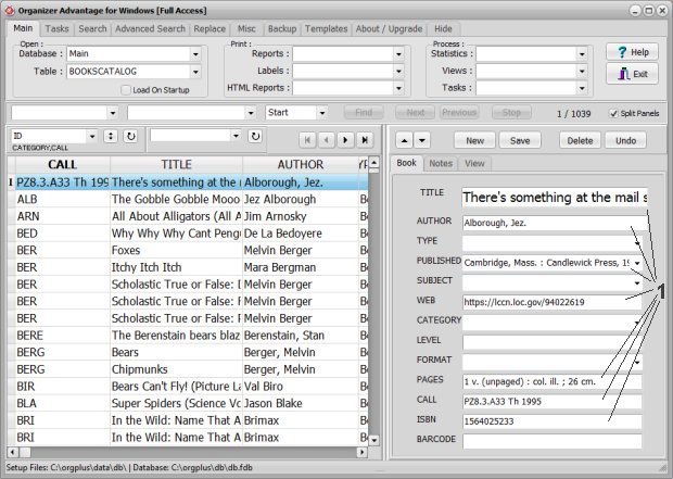 copy and paste data from the web search result into your data table, book catalog sample, data transferred from the web page into the record