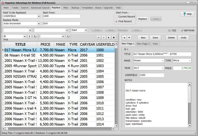 advantage, search replace, replace auto increment