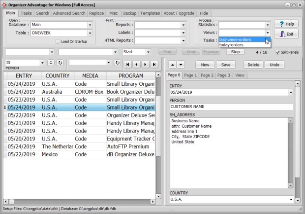 predefined 
statistics, predefined custom views