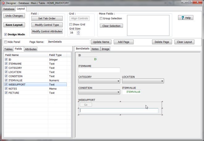 build database sample: home inventory, step 16