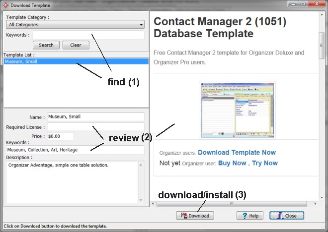 templates, download template window, find download, install template