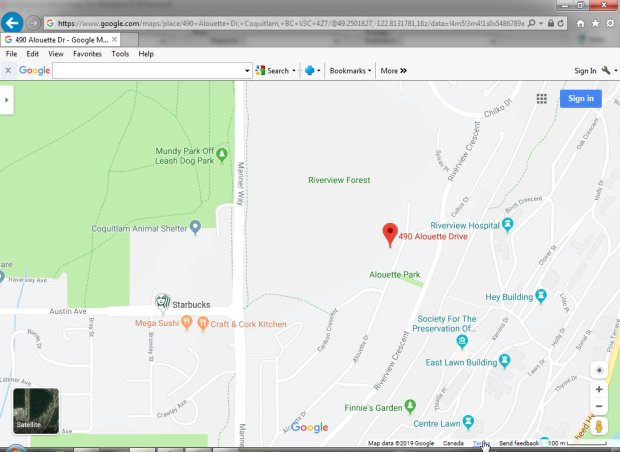 business address on the map, browser display