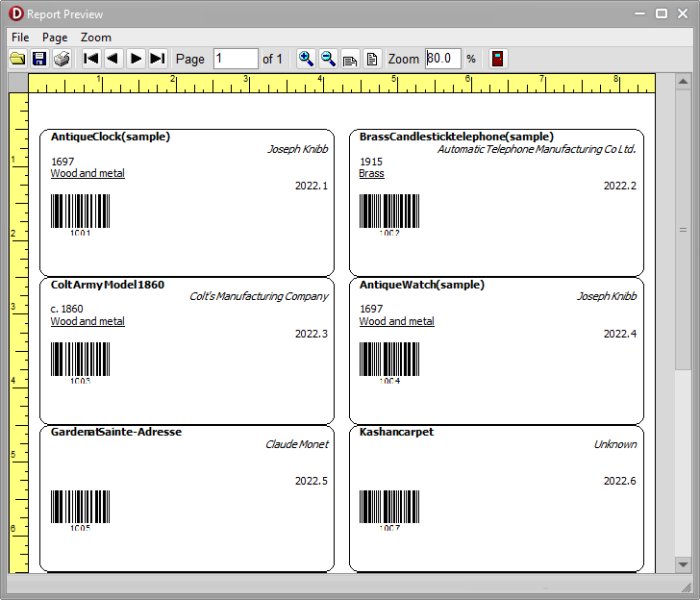 small museum database: print labels