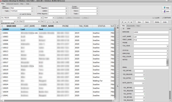 database solution for accounting company, track client tax files