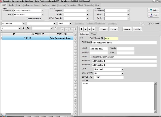 Car Dealer database; personnel table