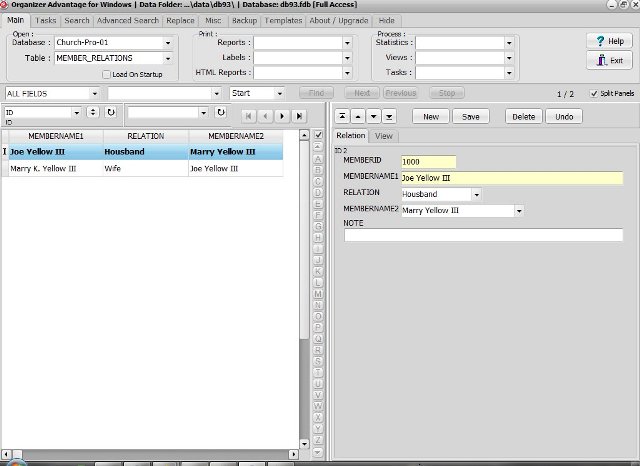 Church database; table relations