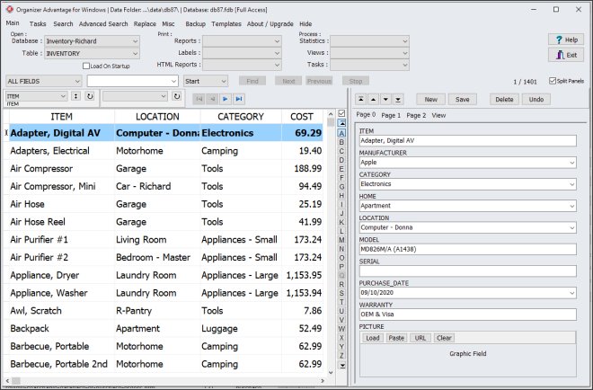 home inventory database