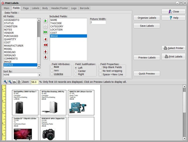 labels organizer asset catalog