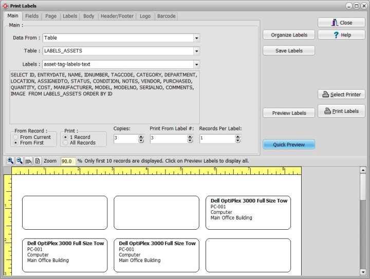 labels organizer print label from any position