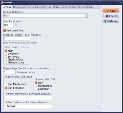 calibration management general options