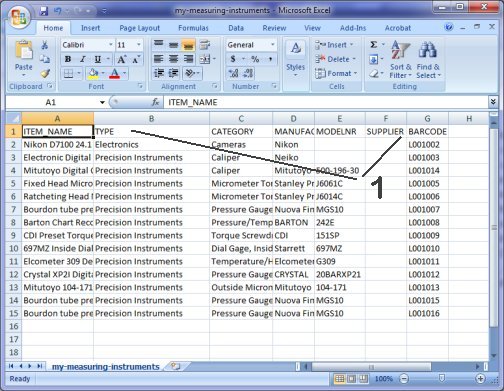 calibration management import data from spreadsheet, text file