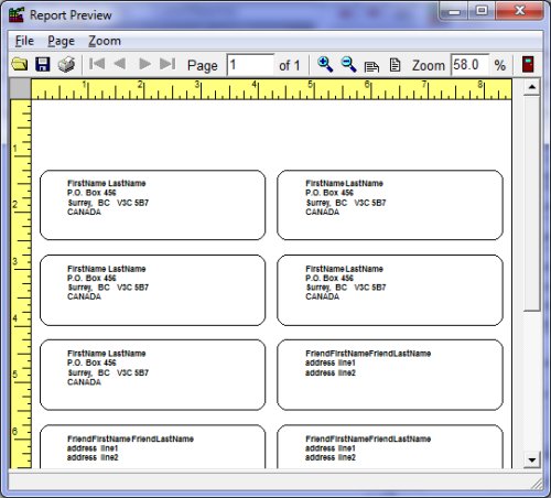 Home Address database, report sample