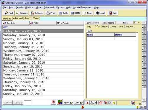 day info, hours table