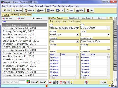 calendar, day, database