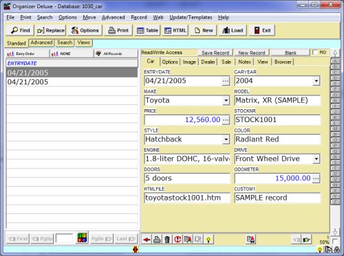 Free Car Sales Catalog Database Template For Organizer Advantage Free Car Sales Catalog Database Template For Organizer Advantage