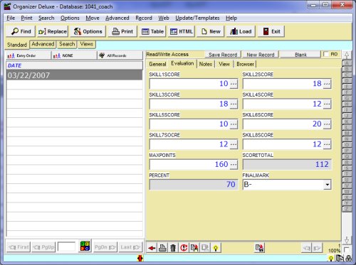 evaluation table